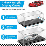 HASTHIP 4-Pack Acrylic Display Cases for 1:64 Scale Model Cars