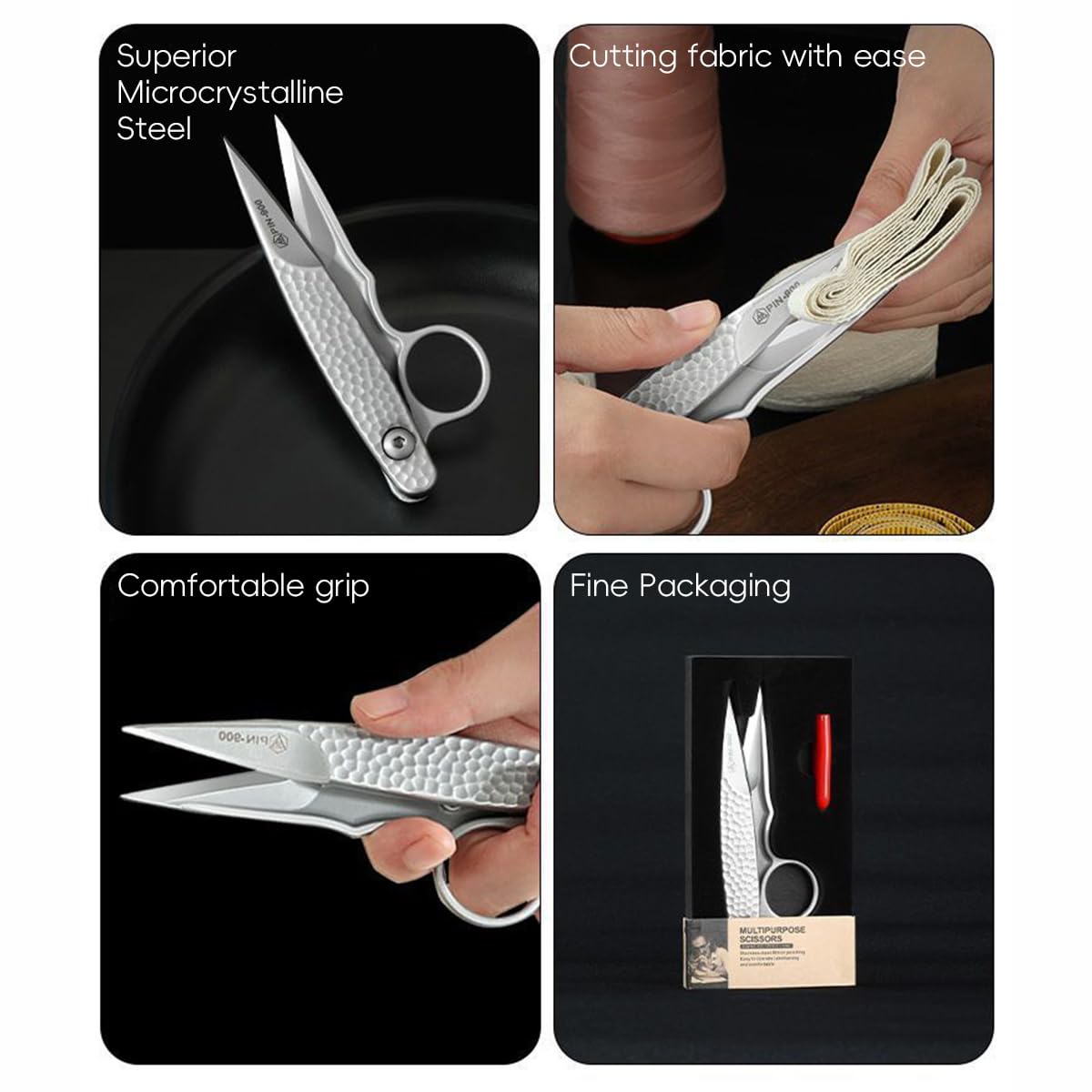 HASTHIP Sewing Scissors for DIY Crafts with Spring Loaded Auto Bounce and Ergonomic Grip