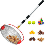 128cm Nut Collector, Fruit Picker for Walnuts, Fruits, Golfball, Tennis Ball, Telescopic Pole Labor Saving Rolling Gatherer Tool