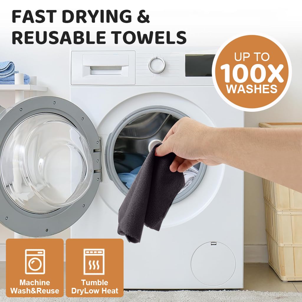 HASTHIP Microfiber Cleaning Cloth Roll 50 Pack 9.8 in Precut Wipes for Kitchen and Car | Reusable Polyester Non Scratch Towels