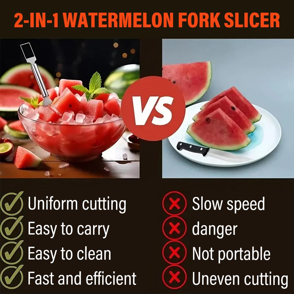 HASTHIP Watermelon Cutter 9.4 in for Easy Serving with Dual Head Design and Stainless Steel Fork