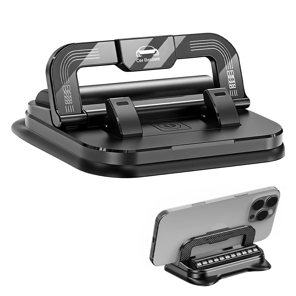 HASTHIP® Soporte Celular Auto 2 in 1 Car Phone Holder, 360 Degree Rotation Celular Automóvil Dashboard Mount, Pro MAX Compatible Adjustable Anti-Slip Desk Phone Stand for iPhone 17 16 15 14