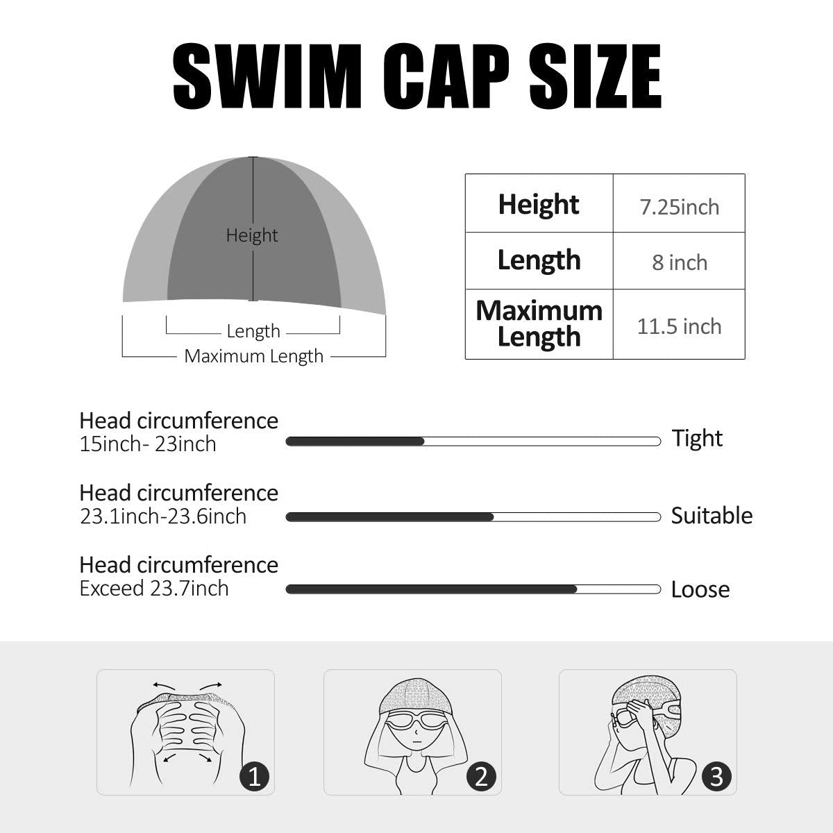 Proberos® Silicone Swim Cap, Bubble Dotted Waterproof Silicone Swimming Cap for Adult Woman and Men, Comfortable Swimming Cap Ideal for All Head Shape, Professional Swimming Gear for Adults