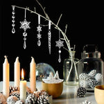 HASTHIP Christmas Tree Hanging Ornament Set featuring 30PCS Crystal Acrylic Snowflakes | Festive Icicle Decorations