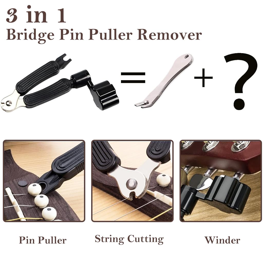 HASTHIP Guitar Repair Kit for Acoustic Maintenance with String Winder and Cutter | 28PCS Set