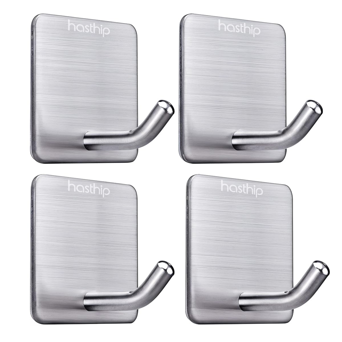 HASTHIP Wall Hooks for Hanging Bathroom and Kitchen with Self Adhesive Design 4 Pack Stainless Steel