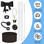 HASTHIP Cup Accessories for Stanley featuring 27 pcs kit with straws brush and butterfly handle | spill proof bottom sleeve set