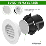 HASTHIP Round Grill for Bathroom and Kitchen Ventilation featuring Angled Louvers 2.9 in White
