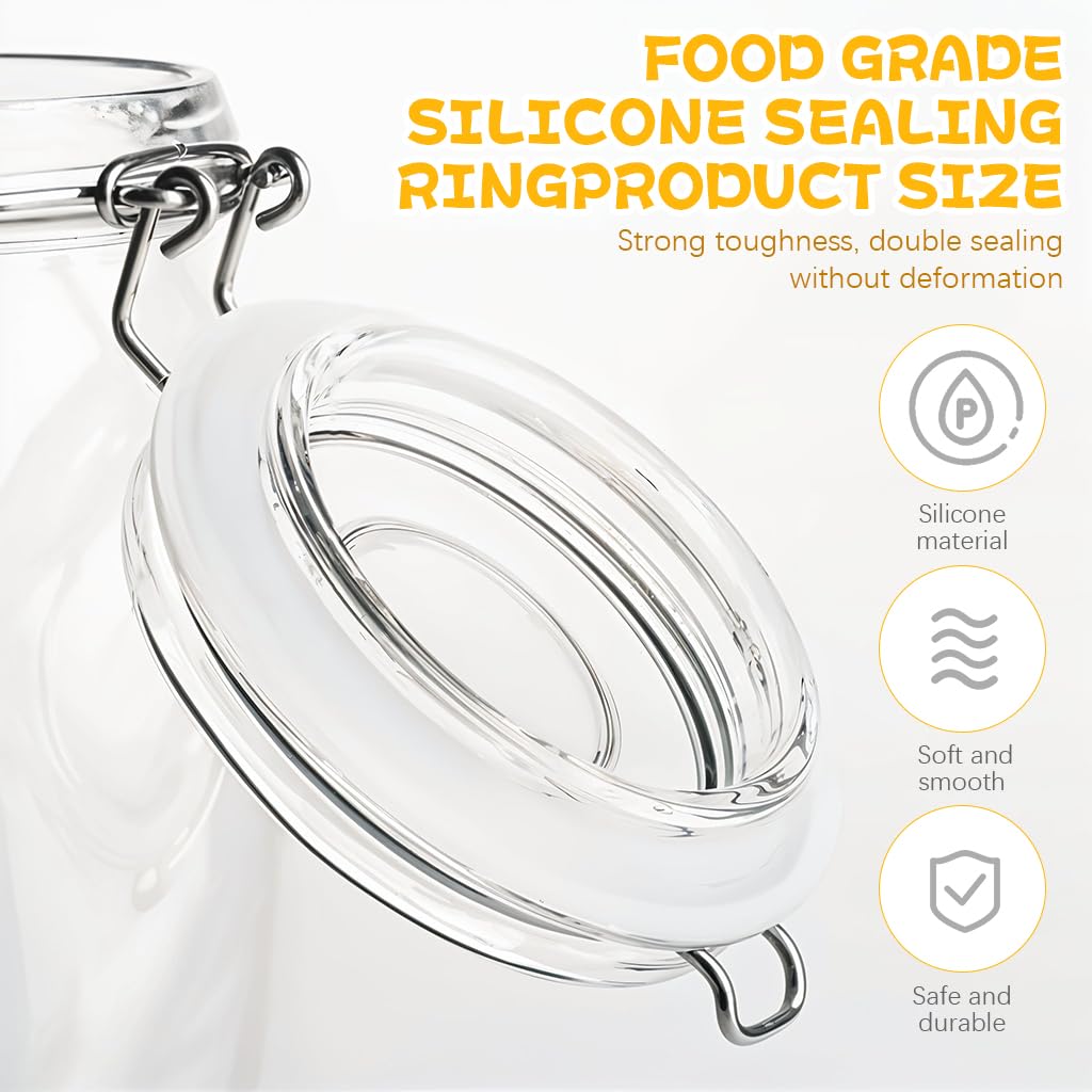 HASTHIP Silicone Sealing Rings for Mason Jars featuring Airtight 2.76 in Gaskets | 16PCS Reusable Food Grade