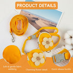 HASTHIP®Dog Cat Harness and Leash Set, Fabric Webbing Puppy Harness with Matching Leash, Mini Zipper Pouch & Cute Yellow Flower Accent, for 2-5kg Small Dogs Cats, L & M (Yellow, M)