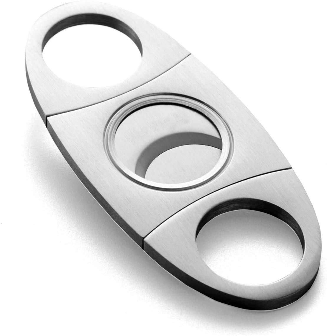 Stainless Steel Pocket Cigar Tool Cigar Cutter with Double Guillotine Cutter Blades Nipping Off The end of Cigar for Most Size of Cigars (Multicolour)