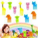 HASTHIP Dessert Fruit Forks for Kids with Rounded Tip Design and Food Grade Plastic | 20PCS Reusable Cartoon Animal Picks