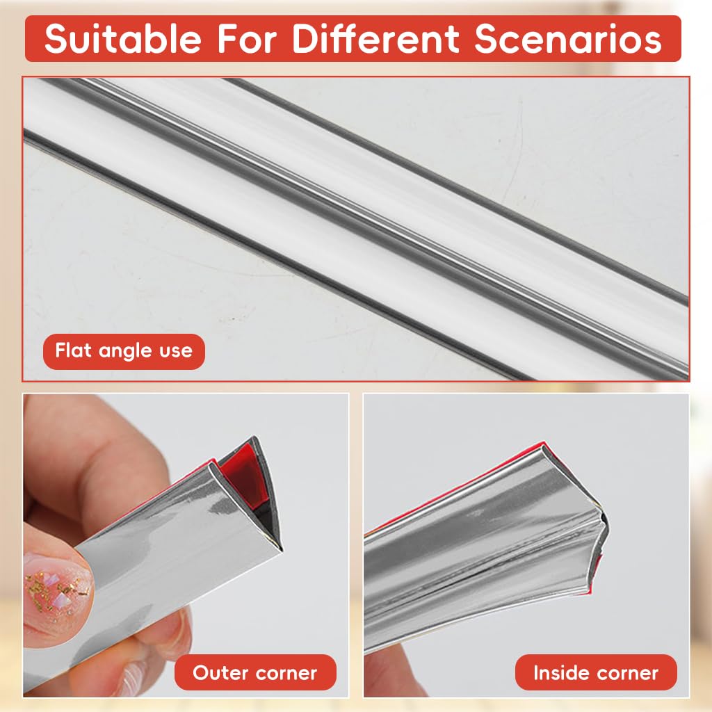 HASTHIP Wall Molding Trim for Corner Protection featuring Self Adhesive L Corner Design 9.84ft PVC Silver
