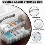 HASTHIP Cable Organizer Box for Travel with Dual Layer 11 Compartments and PP Material | 24x12.7x10.5cm