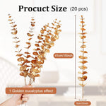 HASTHIP® 20Pcs Artificial Eucalyptus Stems Artificial Plants Home Decor, Faux Eucalyptus Leaves Greenery Branches Artificial Flowers for Decoration, Arrangement, Wedding, Home, 16" (Vase Not Included)