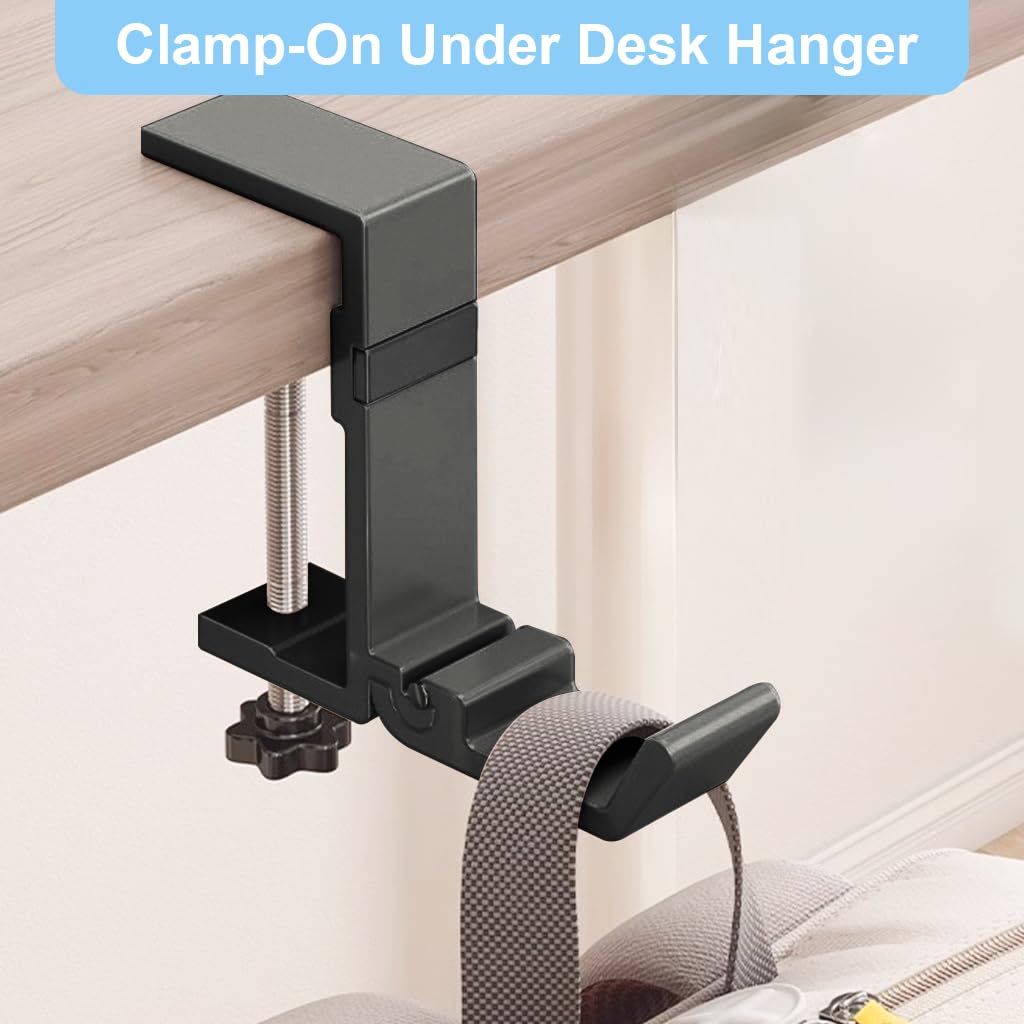 HASTHIP Folding Desk Bag Hook for Office and Travel Use with Foldable Metal Design