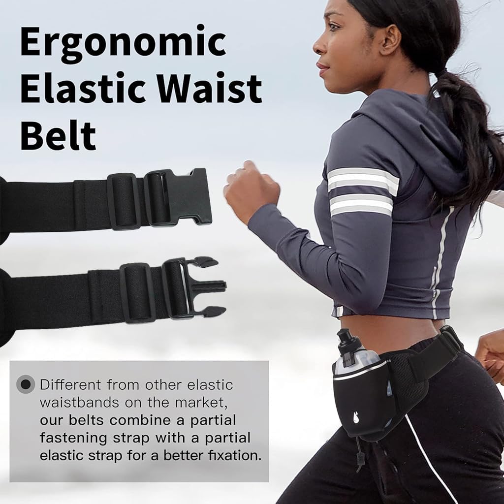 HASTHIP Running Belt with Dual Water Bottles Adjustable Hydration Waist Pack