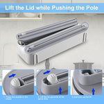 HASTHIP Magnetic Food Wrap Dispenser with Dual Hidden Blades and Sliding Cutter | White 3 in 1 Foil Paper Holder for Cling Film Tin Foil and Wax Paper