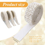 HASTHIP Pearl Rhinestone Ribbon Tape for DIY Decoration featuring Self Adhesive Strips 3 Rolls 1cm 1.5cm 2cm | 1 Yard Per Roll