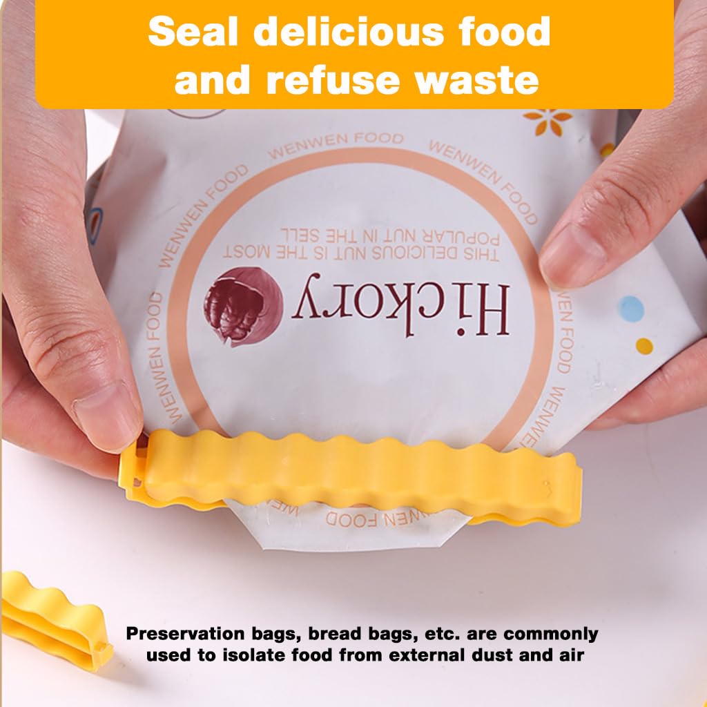 HASTHIP Snack Sealing Clips for Kitchen Organization with Magnetic Holder | 24 pcs PP Food Bag Sealers