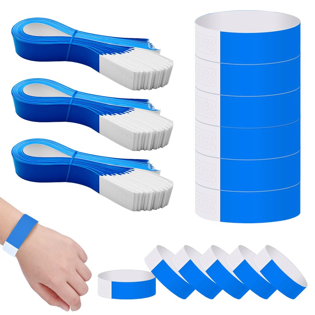 HASTHIP® 300 Pack Paper Wristbands Arm Bands for Events Neon Wrist Bands, Lightweight Colored Wristbands Concert Party Wristbands Party Waterproof Hand Bands, Blue