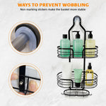 HASTHIP Shower Caddy for Bathroom Toiletries with 3 Metal Baskets and Hooks | No‑Drill Quick‑Dry Organizer