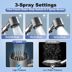 HASTHIP Shower Head for Bathroom with 1.5m Hose featuring 3 Spray Modes and Filtration Core