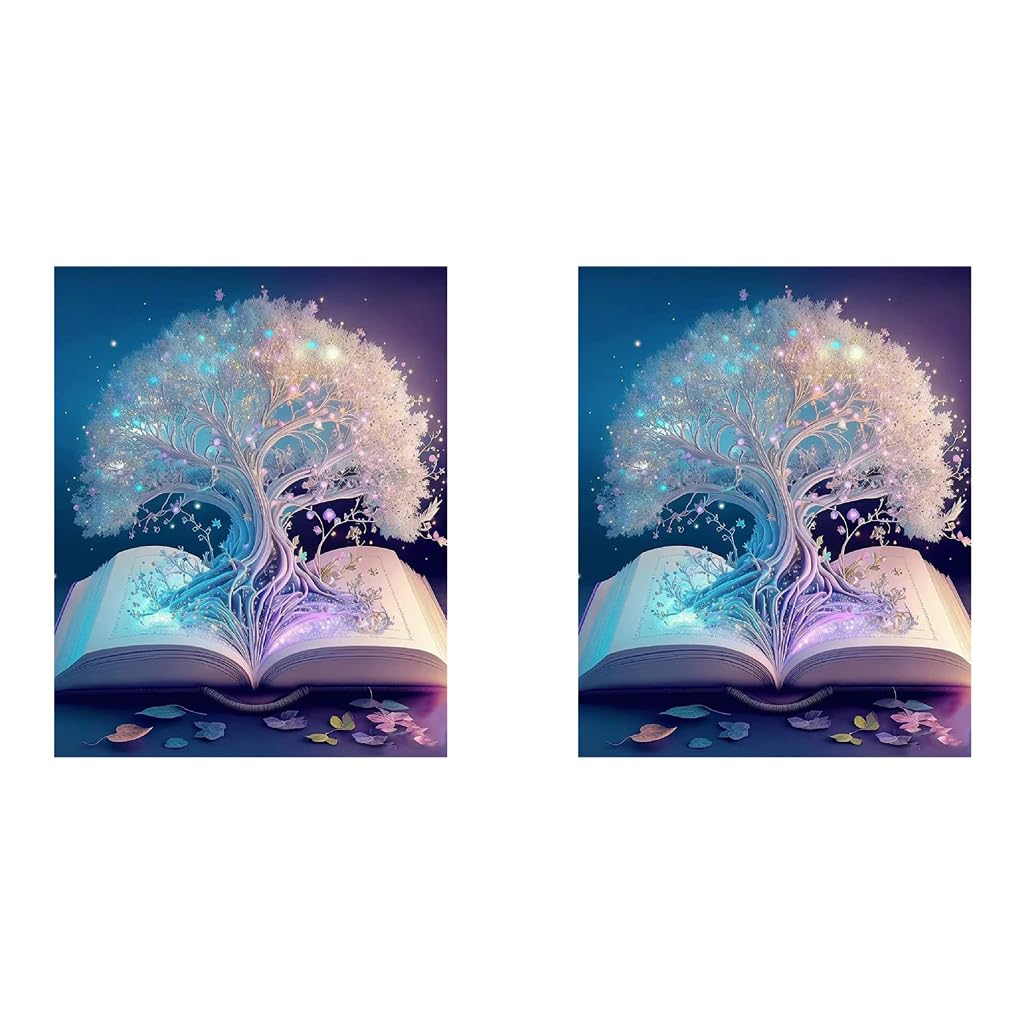 HASTHIP® Diamond Painting Kit 12x16inch White Tree of Life 5D for Adults Kids Suitable Home Leisure Wall Decoration Gift 2PCS