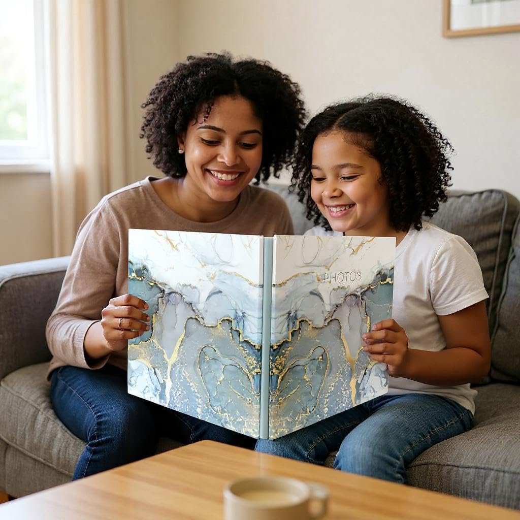 HASTHIP Photo Album for Family Memories with 40 Pages 14x13 in Self Adhesive Design | Marble Cover
