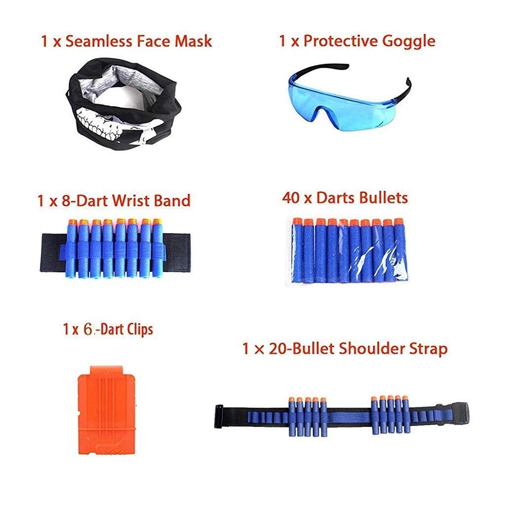 Tactical Vest Kit Compatible With Nerf Guns N-Strike Elite Series Protective Glasses -Blue (1Set), Kid