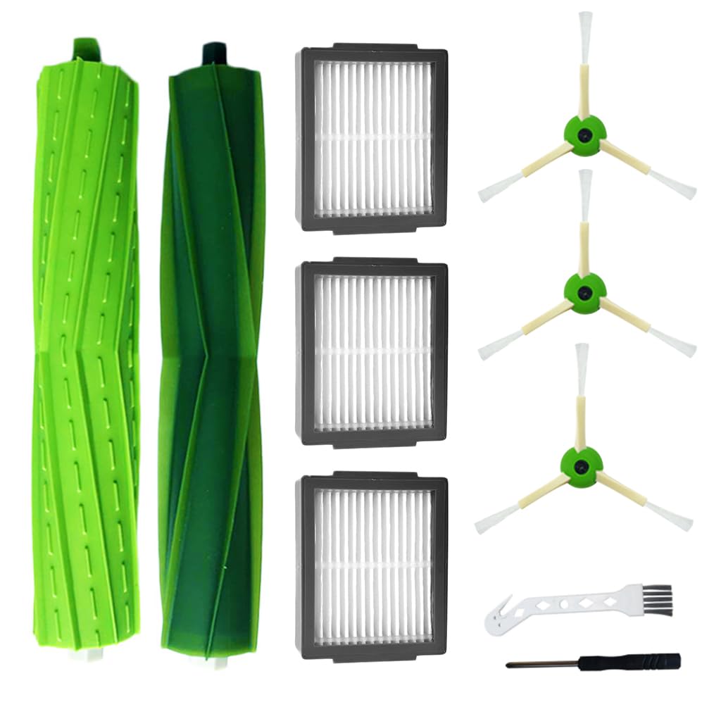 HASTHIP Replacement Parts Kit for iRobot Roomba i Series 10 pcs with Rubber and Edge-Sweeping Brushes | Includes Filters and Cleaning Tools