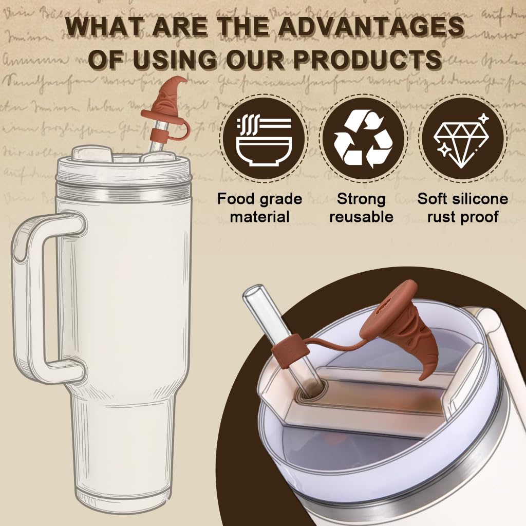 HASTHIP Silicone Straw Caps for 10mm Dia Straws with Anti-Lost Loop | 3Pcs Reusable Dustproof Drink Toppers