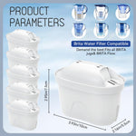 HASTHIP Compatible Brita Water Filter Pitchers for Cleaner Taste with 6 Pack 65 Gallon Filters