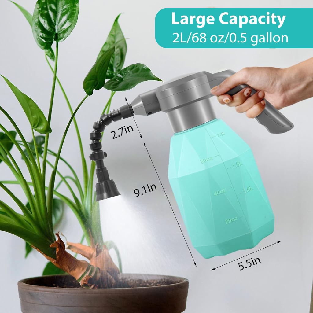 HASTHIP Electric Watering Can for Plants with 2L Capacity and 360° Gimbaled Nozzle | USB Rechargeable Gardening Sprayer