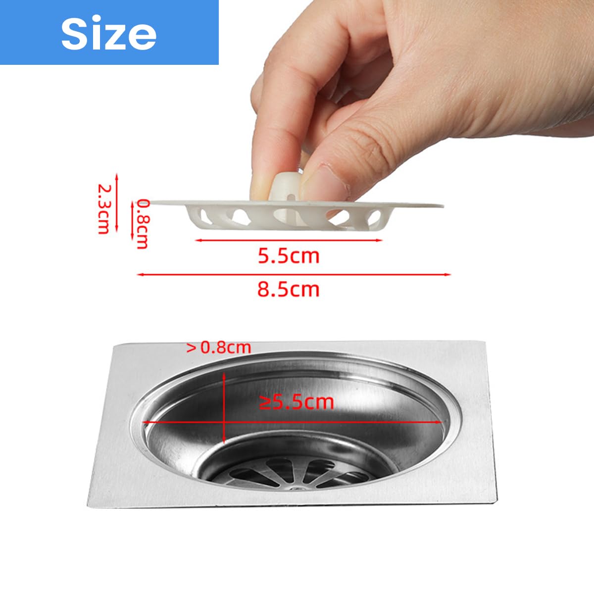 HASTHIP Sink Strainer Hair Catchers 20 pcs for Bathroom Drains with Hollow-Out Pattern | 3.35 in Reusable PP Anti-Clogging Filter