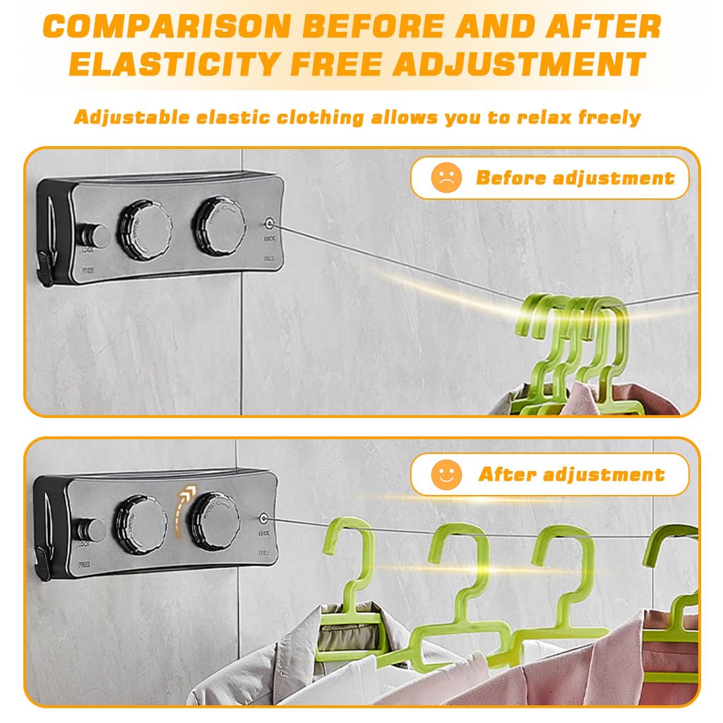 HASTHIP Retractable Clothesline for Indoor and Outdoor Use with Dual Row Design and 16.7 ft Extension