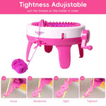 HASTHIP Knitting Machine Set for DIY Hats and Scarves with 40 Stitch Hand Crank Loom | Multicolor Yarn and Tools Included