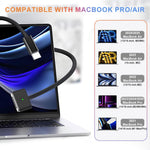 HASTHIP® PD 140W Cable USB C a Magnético 3 de Carga, 2M/6.6Ft Trenzado de Nylon 3 para MacBook Air (15''/13'' M4 2025, M3 2024, M2 2023/2022) y Pro (16"/14" 2024/2023/2021)