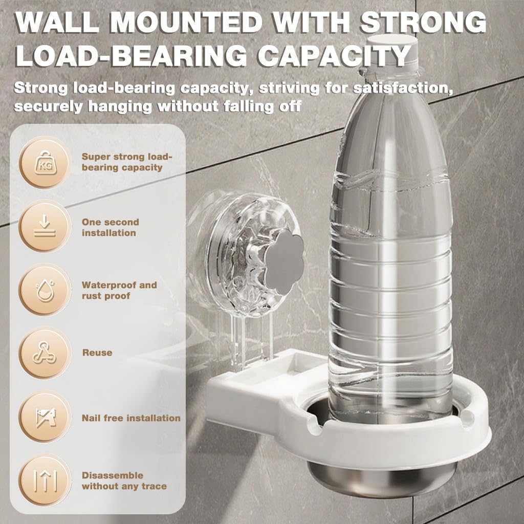 HASTHIP Wall Smoke Ashtray for Bathroom with Suction Cup Mount and Removable Stainless Steel Bowl