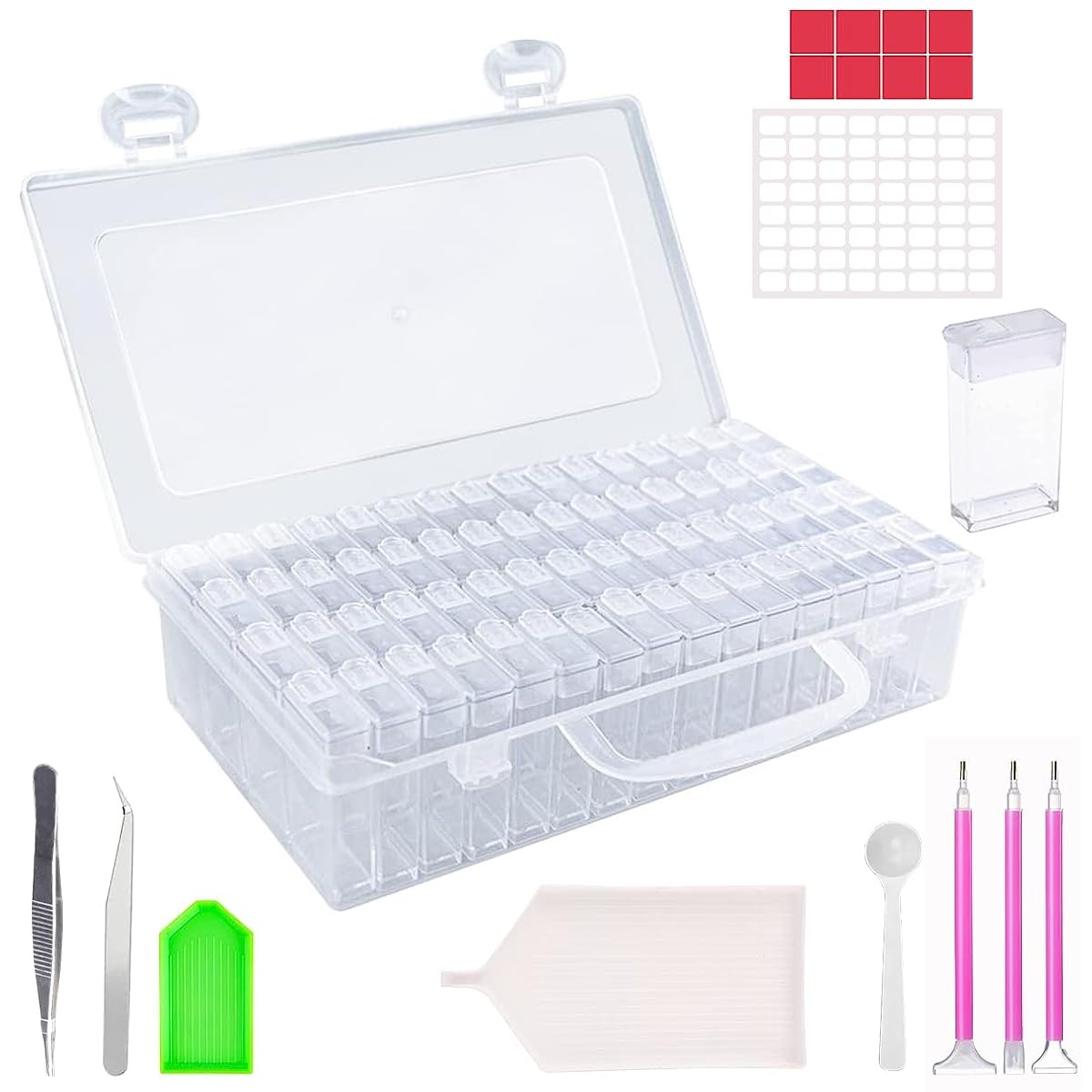 HASTHIP Diamond Painting Storage Box with 64 Grids for Beads and Tools | EVA Carrying Case