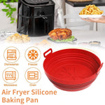 Air Fryer Silicone Baking Tray, 1 Pcs 8.2 Inch Foldable Air Fryer Liner for 4-7QT, Reusable Air Fryer Silicone Pot with Anti-scalding Handles, Food Safe Air Fryers Oven Accessories (Red)