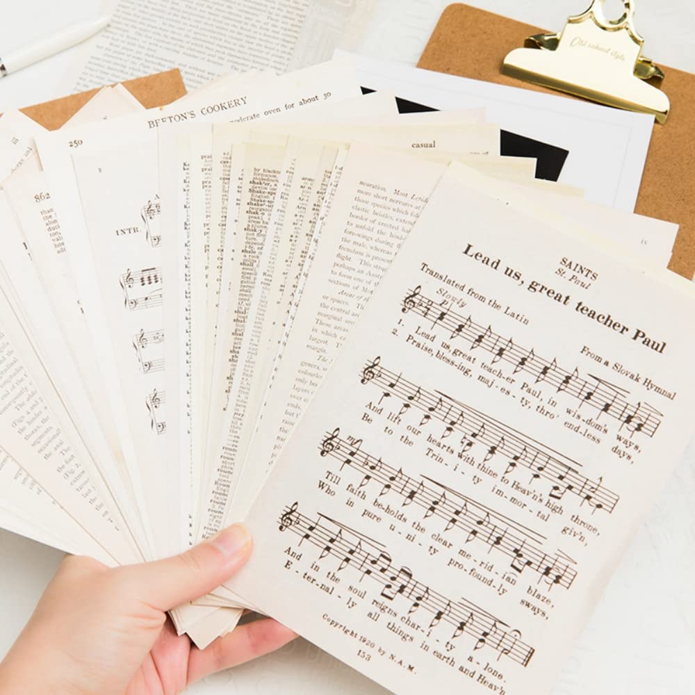 HASTHIP Scrapbook Decorative Materials for Journals and Crafts featuring 114 pcs Vintage Paper Pack | Gold Ephemera Pages 4.5 x 7 in