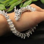 HASTHIP Dragon Statue for Home or Office Decor featuring 9.8 in Alloy Design and Silver Finish | Gift for Fantasy Lovers