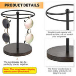 HASTHIP Sunglasses Organizer for 12 Pairs with Weighted Wooden Base and Iron Frame | Black