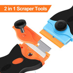 2 Pack Glue Remover Machine Glue Remover Tools 2-in-1 Scraper Tool with 10pcs Plastic Blades and 10pcs Metal Blades, Multi-Purpose Cleaning Razor Scraper for Decals, Stickers, Labels