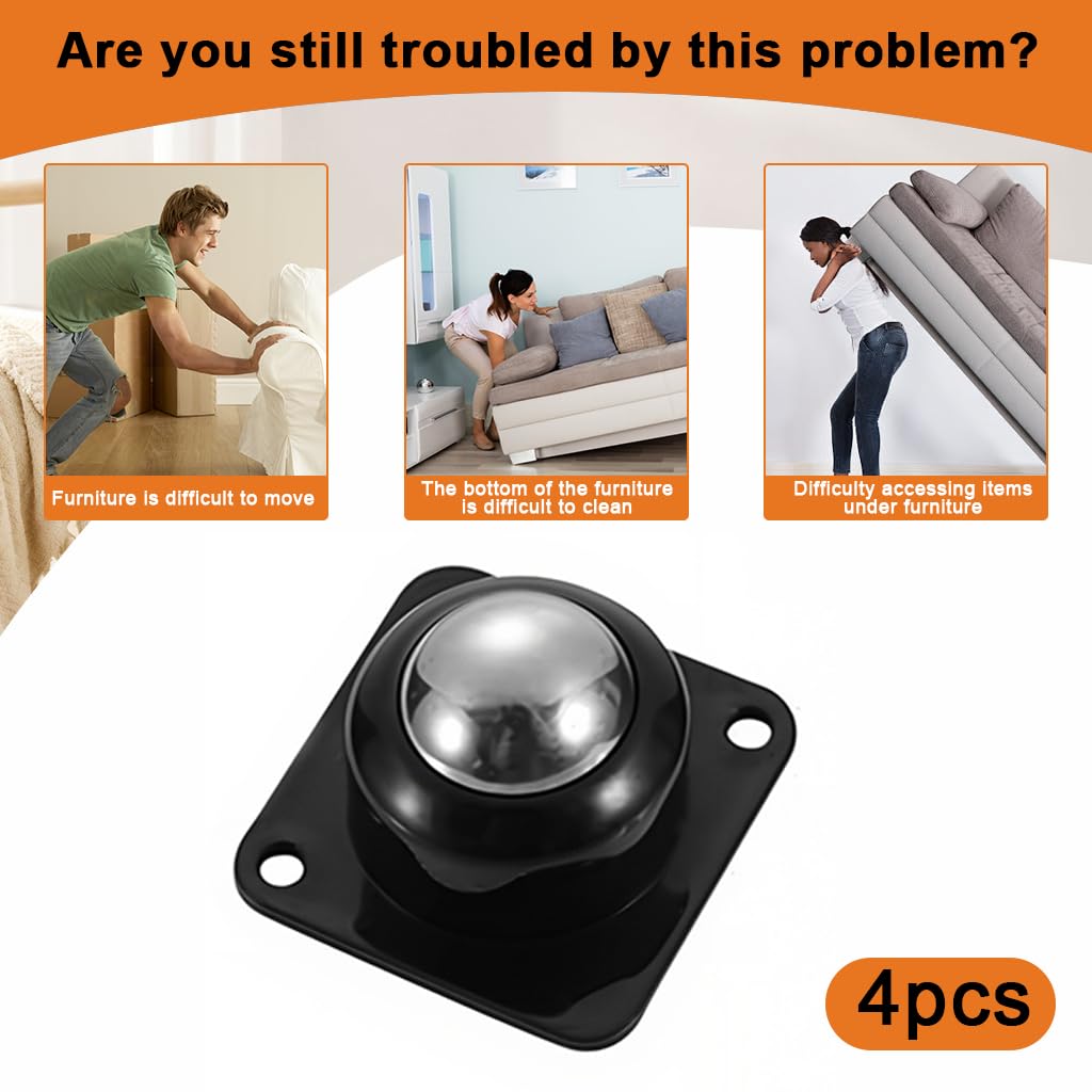 HASTHIP® 4pcs Self Adhesive Caster Wheels 360° Swivel Heavy Duty Furniture Moving Caster Wheel, 200Kg Load Capacity, Castor Wheels Furniture Moving Wheels for Table, Storage, Home & Office