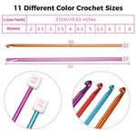 HASTHIP Tunisian Crochet Hooks Set for Afghan Blankets with 11 Sizes 2–8 mm | Aluminum Craft Tools for Beginners