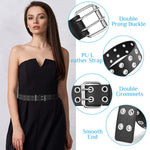 HASTHIP® Cinturón de mujer de cuero gótico con tachuelas,cinturón cintura punk rock con cadena doble,cinturón ajustable para vaqueros vestidos y fiestas accesorios moda negros
