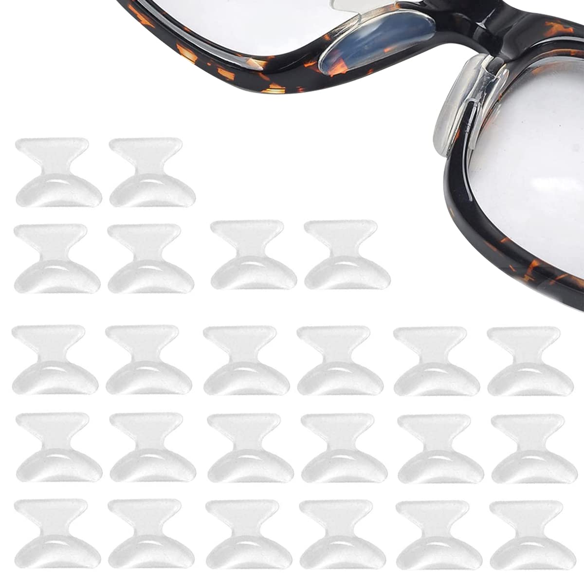 HASTHIP® 12 Pares Almohadillas Nasales Antideslizantes de Silicona para Gafas,Repuestos Cómodos y Suaves para Lentes,Soporte de Nariz Autoadhesivo Gafas Ópticas y Sol Blanco