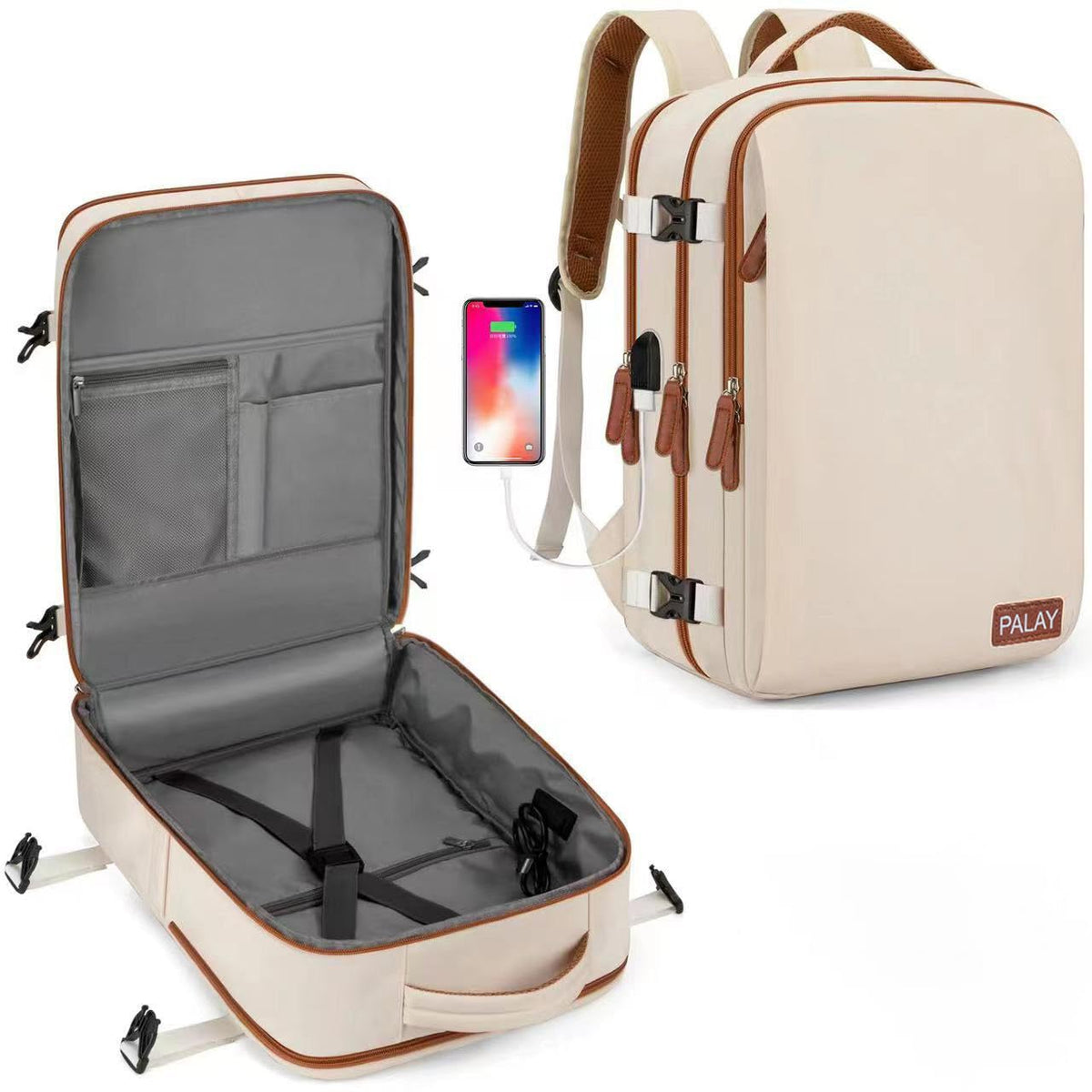 HASTHIP® Mochila de Viaje para Portátil 40L,Mochila de Mano Doble Capa 15.6 Pulgadas Impermeable Antirrobo con Bolsa para Zapatos,Ligera y Moderna Negocios y Fin Semana